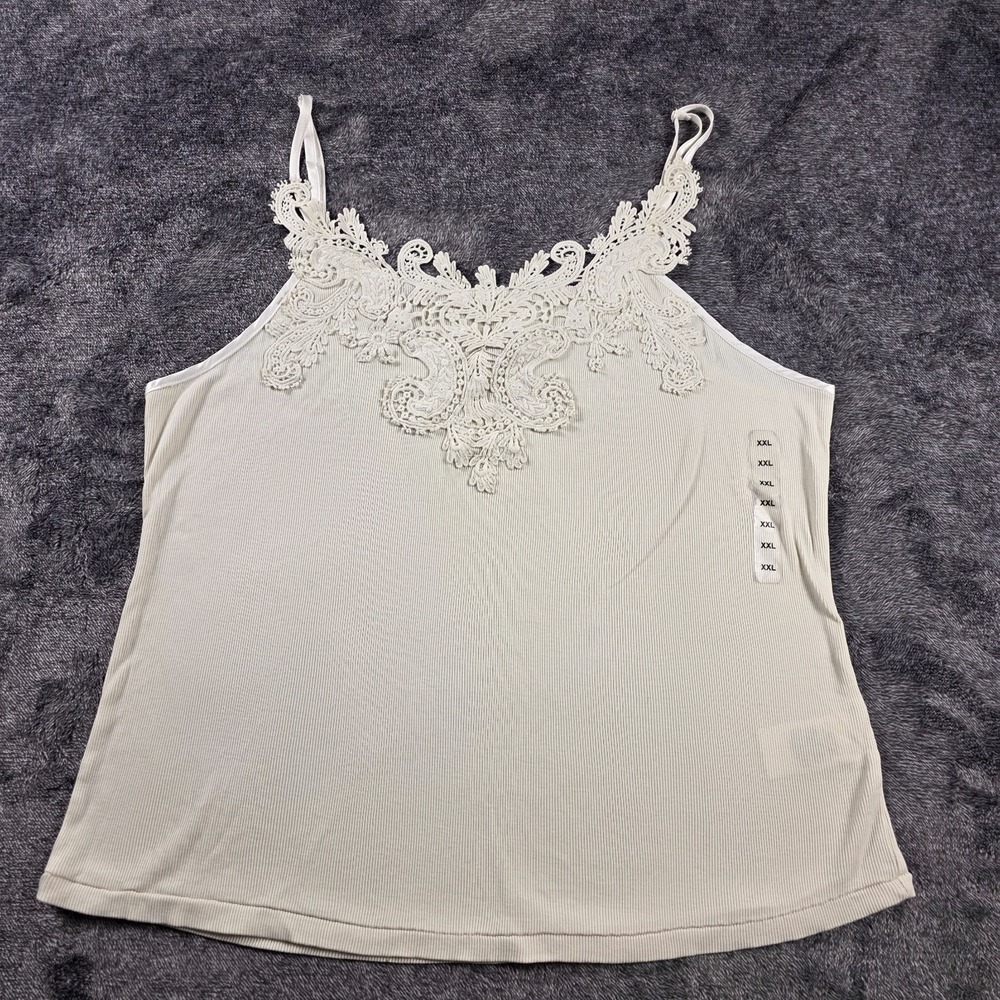 Polo Ralph Lauren Off White Lace Trim Cami Tank Top Womens XL Cotton